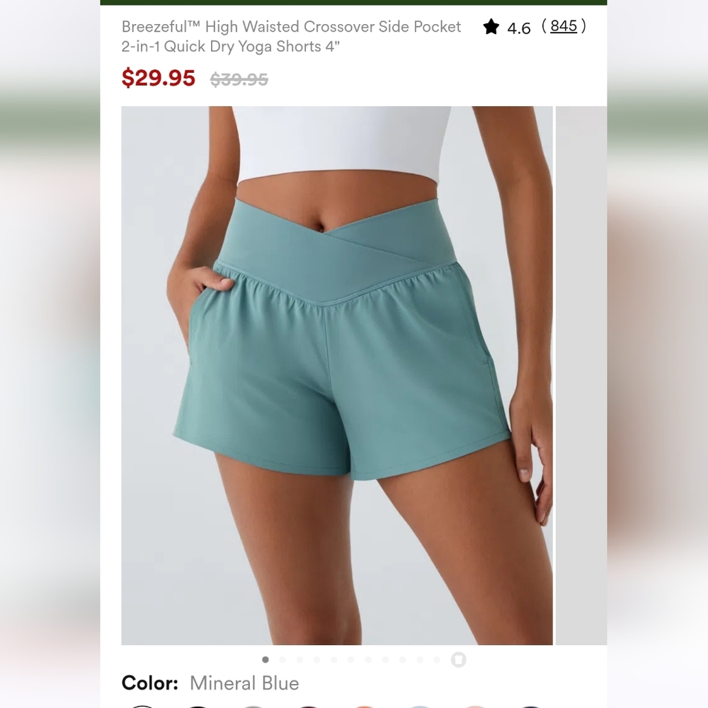 HALARA Women's High Waisted Crossover Shorts - Teal